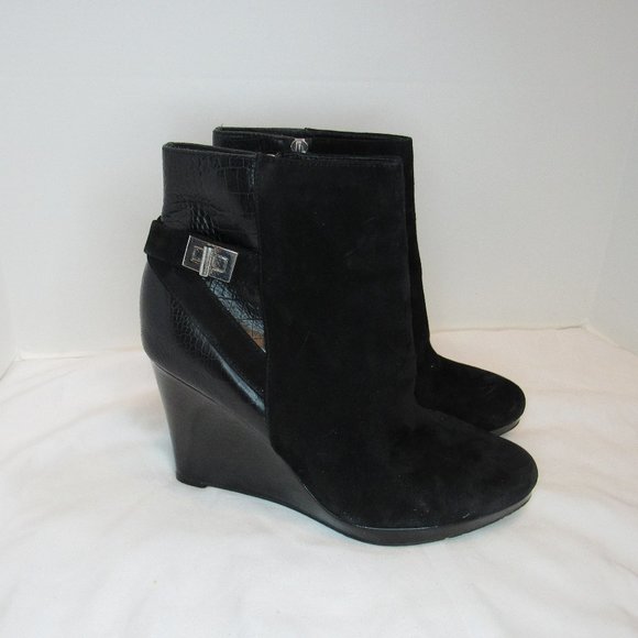 Cole Haan Shoes - Cole Haan Black Leather Wedge Ankle Booties